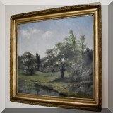 A06. Adelaide Palmer landscape with dogwood trees. Oil on canvas. Signed and dated 1891. 22” x 25” - $995 